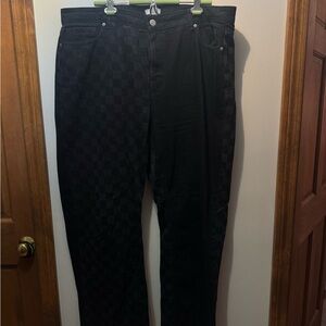 Forever 21 Black Checkered Wide Leg Jeans